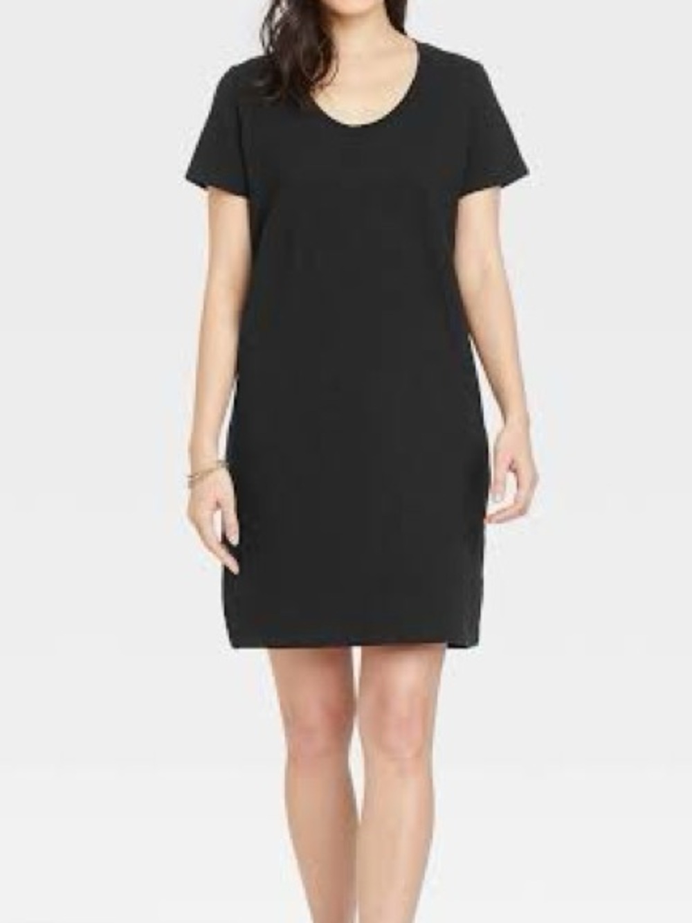 Universal Thread Women’s Black Scoop Neck Cotton T-Shirt Dress